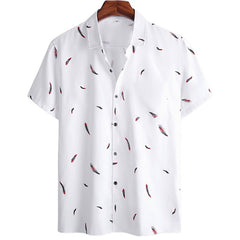 Harajuku Feather Hawaiian Men's Shirt Printed Short Sleeve Casual