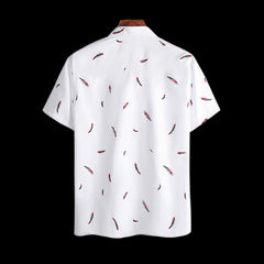 Harajuku Feather Hawaiian Men's Shirt Printed Short Sleeve Casual