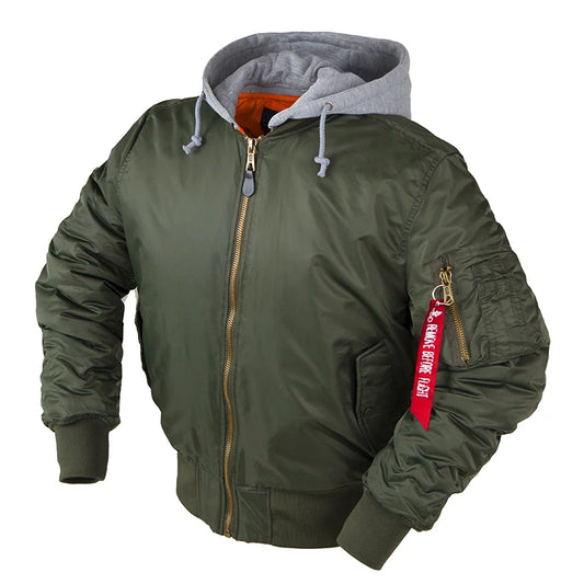 2023 aw winter bomber flight jacket MA-1 with hood streetwear clothes