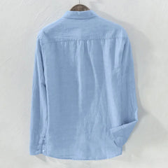 Camisa Masculina Linen Shirt Men Baggy Solid Cotton Linen Long Sleeve