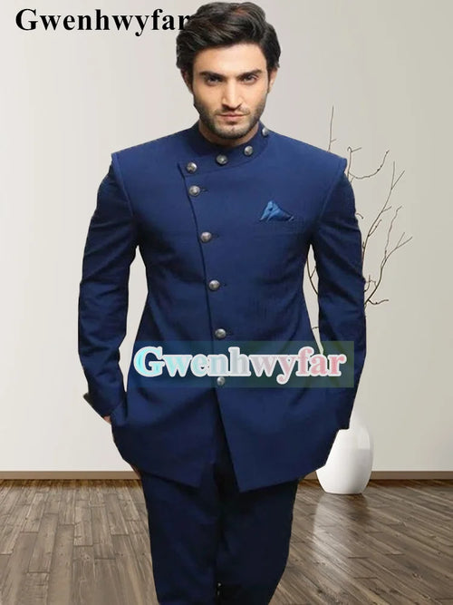 Gwenhwyfar Trendy design men's jacket pants Indian style groom wedding