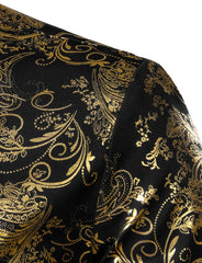 Shiny Paisley Printed Luxury Dress Shirts Men Long Sleeve Casual