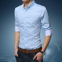 Casual Social Formal shirt Men long Sleeve Shirts Business Slim Office