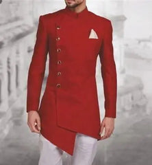 2023 Burgundy Fashion Men Suit Elegant Indian Design Tuxedo Groom