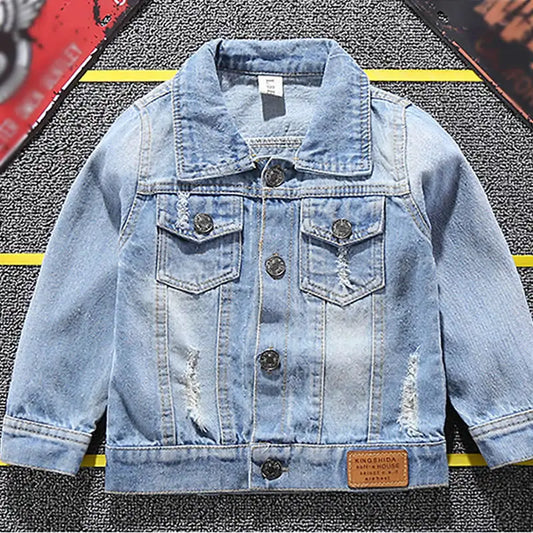 MUABABY Baby Boy Denim Jacket Kids Cartoon Appliques Tops Autumn