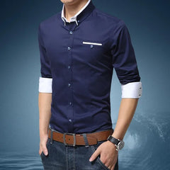 Casual Social Formal shirt Men long Sleeve Shirts Business Slim Office