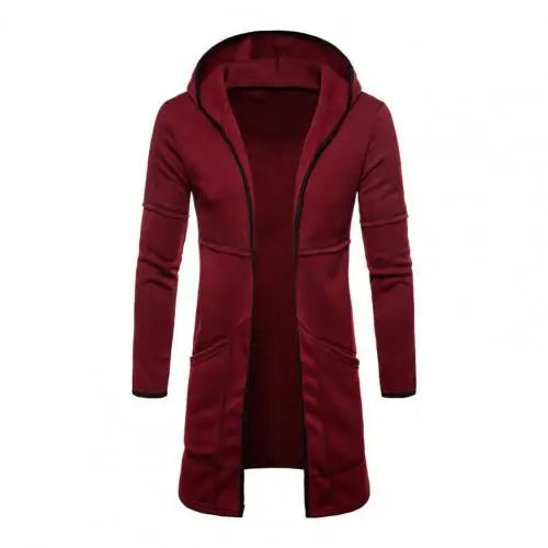 Hooded Long Sleeve Male Jacket Solid Color Autumn Winter Windproof