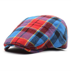 Ldslyjr Spring Summer Plaid Cotton Newsboy Caps Men Flat Peaked Cap