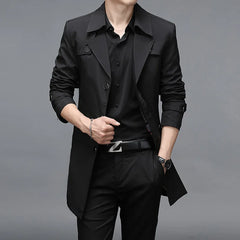 Spring Autumn Long Trench Men Fashion Business Casual Windbreaker Coat