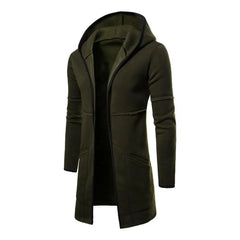 Hooded Long Sleeve Male Jacket Solid Color Autumn Winter Windproof