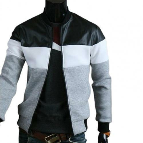 Hot Sale Men Jacket Oblique Pockets Handsome Stand-up Collar