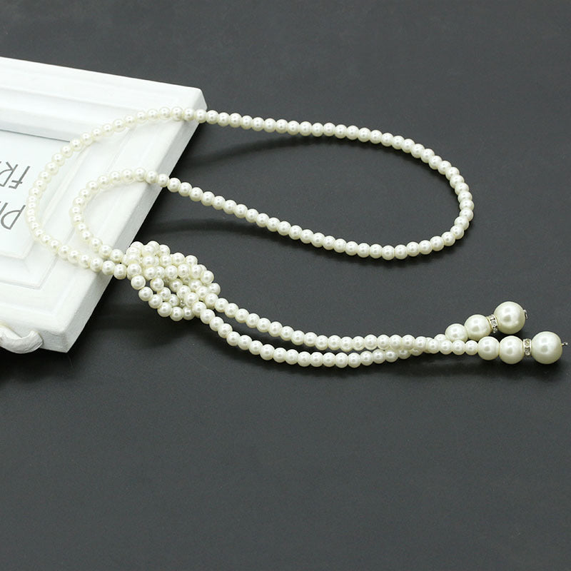 Single Layer Pearls Long Necklace