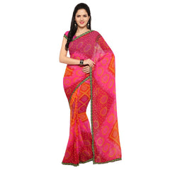 Georgette Fabric Pink Color Saree with Blouse