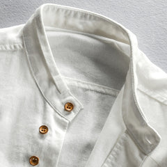 Men's Linen Shirt Long Sleeve Collar | Slim Fit Long Sleeve Cotton