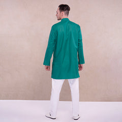 Kurta India Costume Kurtis Ethnic South Asian Style Green Shirt White