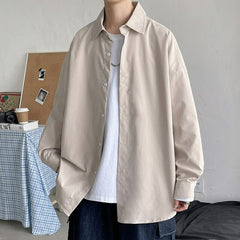 LAPPSTER Men Korean Fashion White Long Sleeve Shirts 2022 Mens