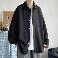 LAPPSTER Men Korean Fashion White Long Sleeve Shirts 2022 Mens