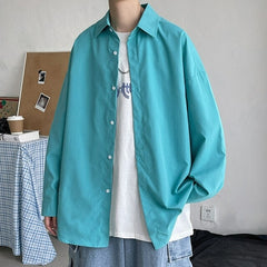 LAPPSTER Men Korean Fashion White Long Sleeve Shirts 2022 Mens