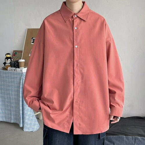 LAPPSTER Men Korean Fashion White Long Sleeve Shirts 2022 Mens