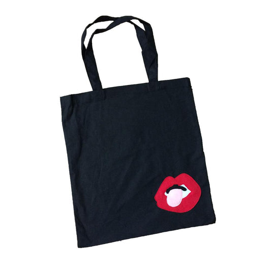 mi cielo x Donald Robertson - Lips Black Tote Bag