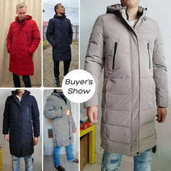 Men 2021 Winter New Plus Long Warm Thick Hood Parkas Jacket Coat Men