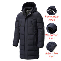 Men 2021 Winter New Plus Long Warm Thick Hood Parkas Jacket Coat Men