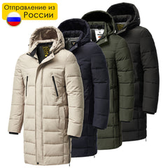 Men 2021 Winter New Plus Long Warm Thick Hood Parkas Jacket Coat Men