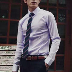 Men Fashion Casual Long Sleeved Slim Solid Color Shirt Men Social