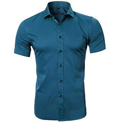 Men's Bamboo Fiber Dress Shirts Casual Slim Fit Long Sleeve Male