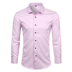 Men's Bamboo Fiber Dress Shirts Casual Slim Fit Long Sleeve Male