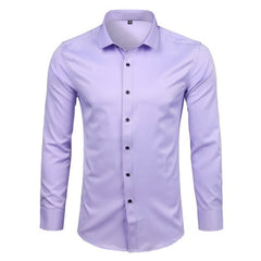 Men's Bamboo Fiber Dress Shirts Casual Slim Fit Long Sleeve Male