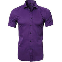 Men's Bamboo Fiber Dress Shirts Casual Slim Fit Long Sleeve Male