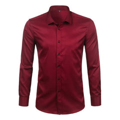 Men's Bamboo Fiber Dress Shirts Casual Slim Fit Long Sleeve Male