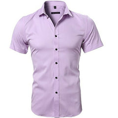 Men's Bamboo Fiber Dress Shirts Casual Slim Fit Long Sleeve Male