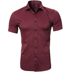 Men's Bamboo Fiber Dress Shirts Casual Slim Fit Long Sleeve Male