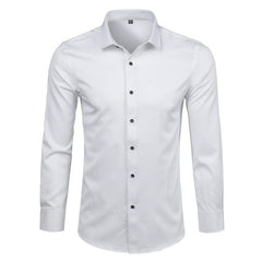 Men's Bamboo Fiber Dress Shirts Casual Slim Fit Long Sleeve Male