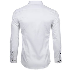 Men's Bamboo Fiber Dress Shirts Casual Slim Fit Long Sleeve Male