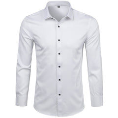 Men's Bamboo Fiber Dress Shirts Casual Slim Fit Long Sleeve Male