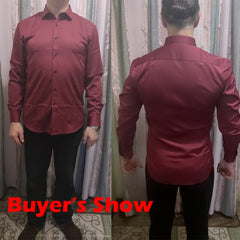 Men's Bamboo Fiber Dress Shirts Casual Slim Fit Long Sleeve Male