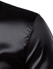 Men's Black Satin Luxury Dress Shirts 2019 Silk Smooth Men Tuxedo