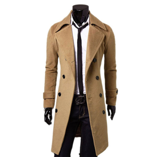 Men's Double Breasted Trench Coat 2022 New Wool Blend High Quality