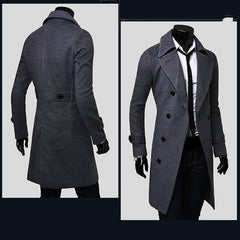 Men's Double Breasted Trench Coat 2022 New Wool Blend High Quality