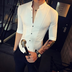 Men's Short Sleeve Collar Shirt | Men's Slim Short Sleeve Shirt |