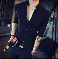 Men's Short Sleeve Collar Shirt | Men's Slim Short Sleeve Shirt |