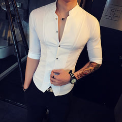 Men's Short Sleeve Collar Shirt | Men's Slim Short Sleeve Shirt |