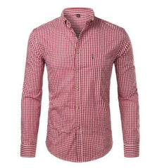 Mens Plaid Cotton Shirt Casual Slim Fit Mens Shirts Button Up Men