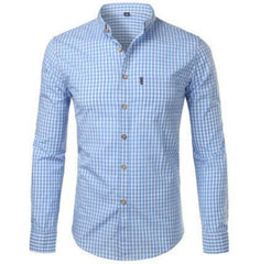 Mens Plaid Cotton Shirt Casual Slim Fit Mens Shirts Button Up Men