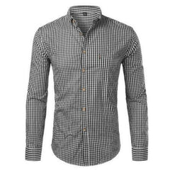 Mens Plaid Cotton Shirt Casual Slim Fit Mens Shirts Button Up Men