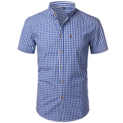 Mens Plaid Cotton Shirt Casual Slim Fit Mens Shirts Button Up Men