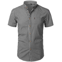 Mens Plaid Cotton Shirt Casual Slim Fit Mens Shirts Button Up Men